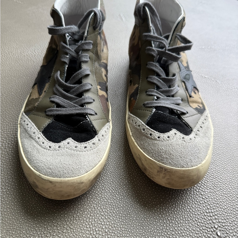 Golden Goose Men's Camo High-Top Sneakers in Green, Black, Gray